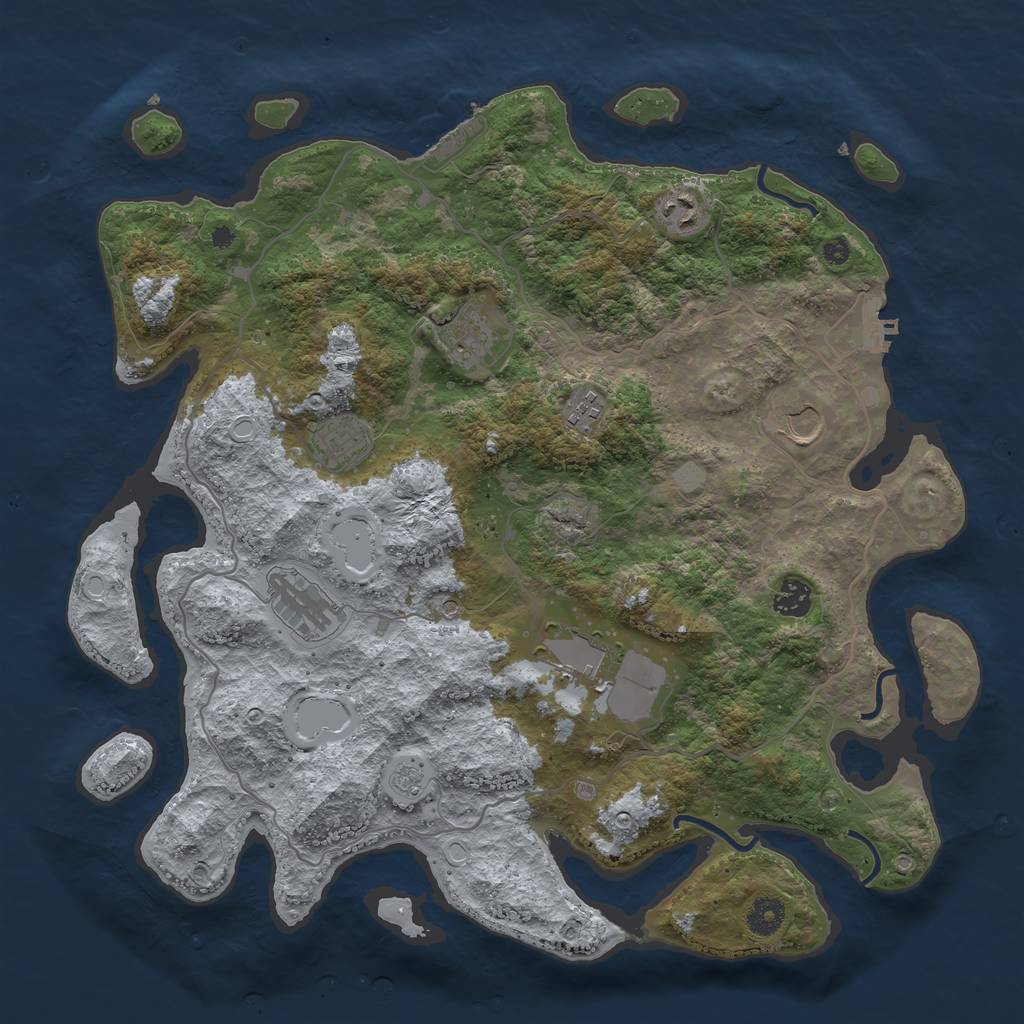 Rust Map: Procedural Map, Size: 4000, Seed: 1337888720, 17 Monuments