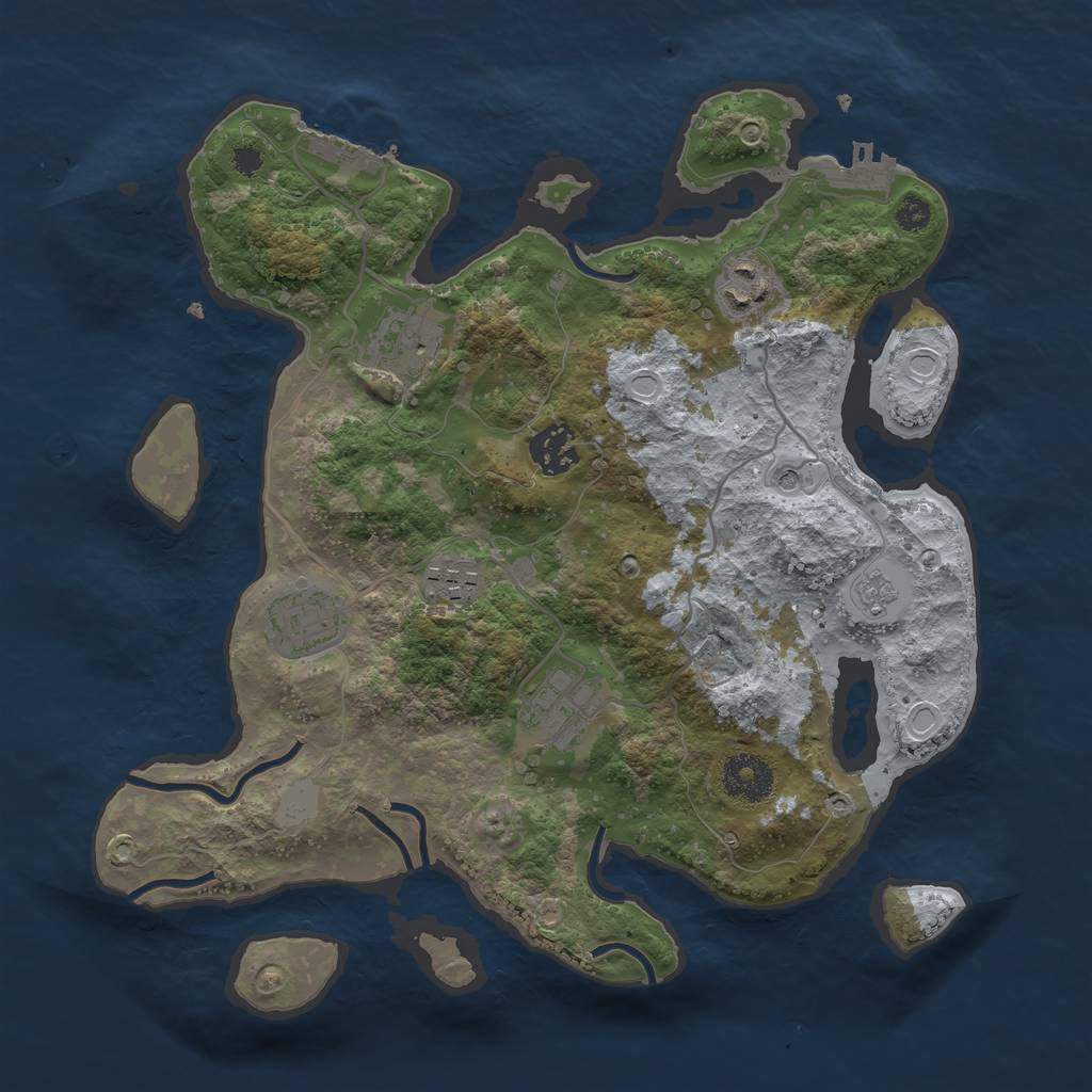 Rust Map: Procedural Map, Size: 3250, Seed: 993675444, 15 Monuments