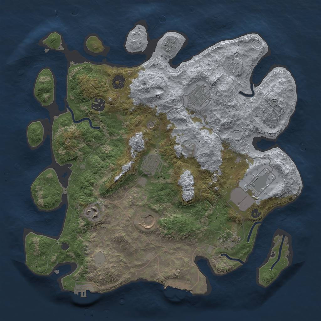 Rust Map: Procedural Map, Size: 3500, Seed: 2135957178, 17 Monuments
