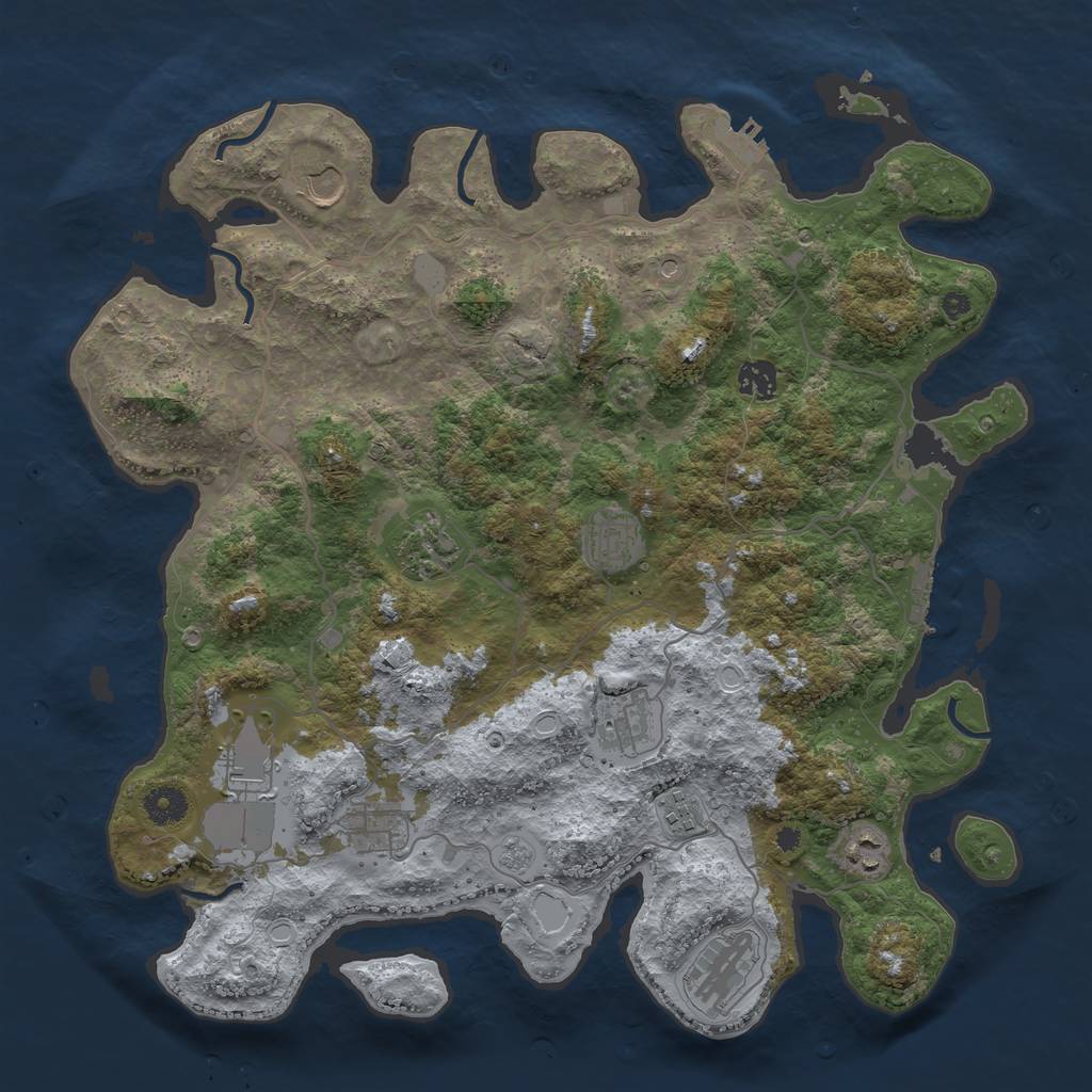 Rust Map: Procedural Map, Size: 4000, Seed: 337993, 19 Monuments