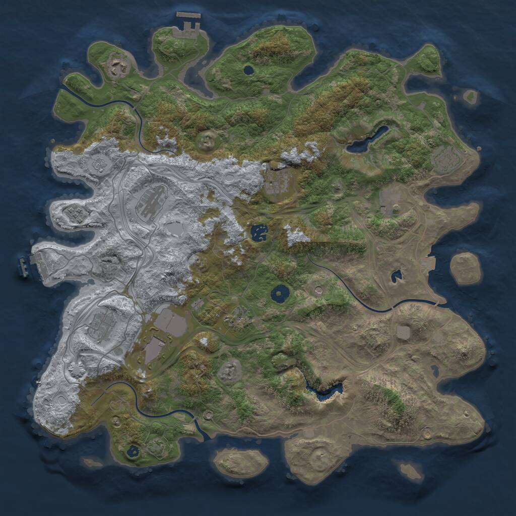 Rust Map: Procedural Map, Size: 4300, Seed: 2069296009, 16 Monuments