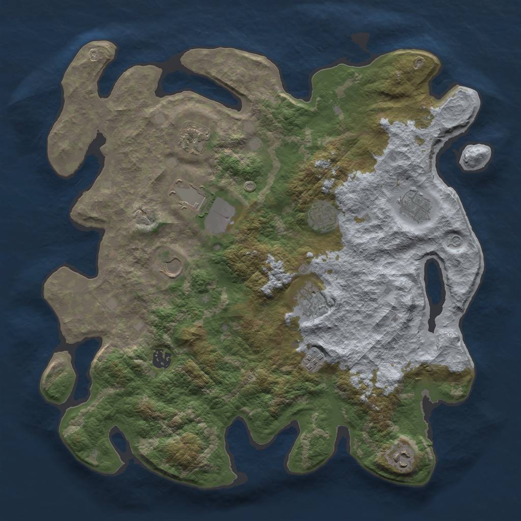 Rust Map: Barren, Size: 4000, Seed: 550, 12 Monuments