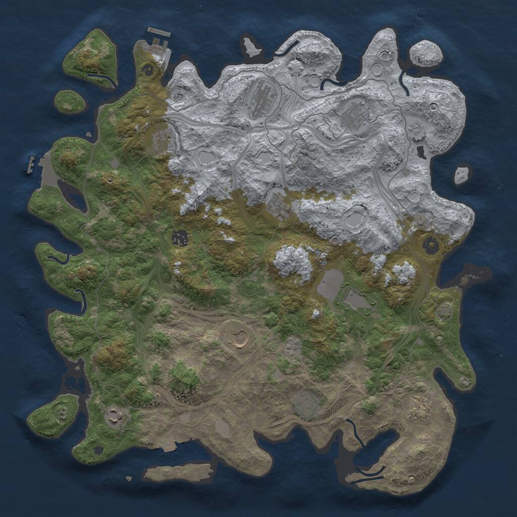 Rust Map: Procedural Map, Size: 4500, Seed: 3168754, 17 Monuments