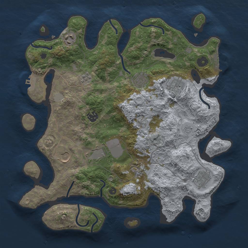 Rust Map: Procedural Map, Size: 3500, Seed: 495676464, 17 Monuments