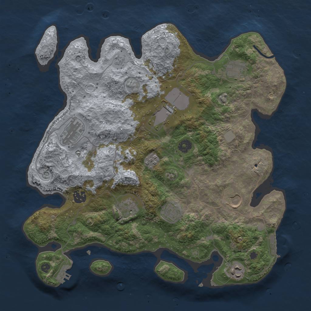 Rust Map: Procedural Map, Size: 3500, Seed: 5832, 18 Monuments