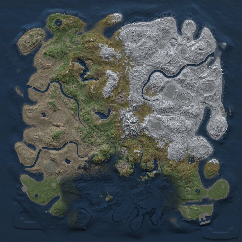 Rust Map: Procedural Map, Size: 5000, Seed: 1308907389, 16 Monuments