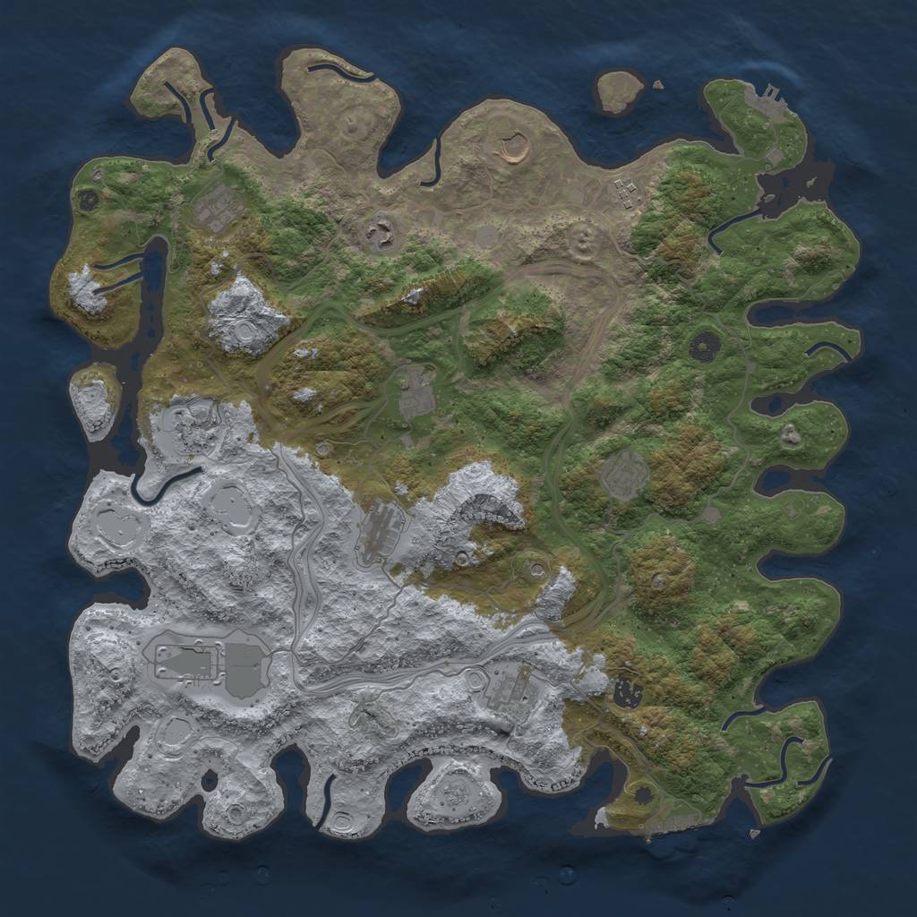 Rust Map: Procedural Map, Size: 4500, Seed: 60882, 20 Monuments