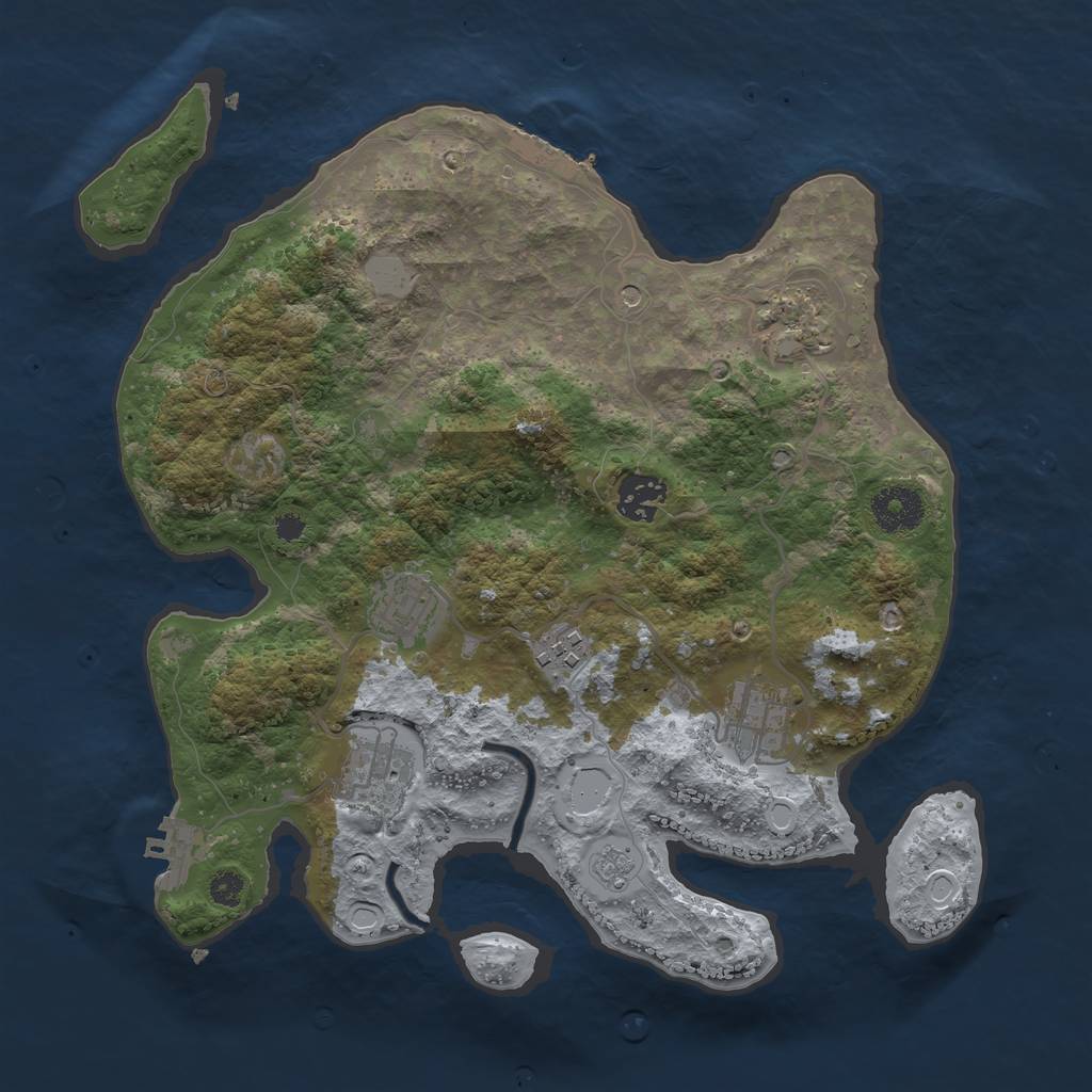 Rust Map: Procedural Map, Size: 3300, Seed: 660933360, 15 Monuments