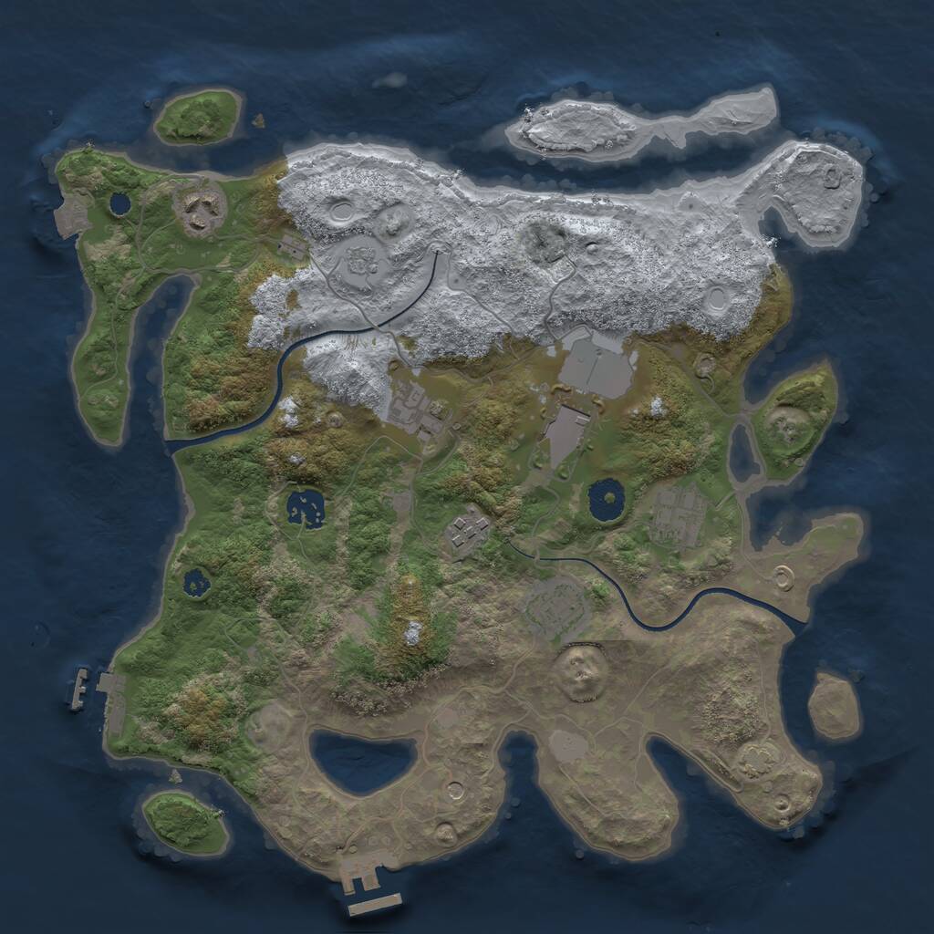 Rust Map: Procedural Map, Size: 3500, Seed: 1571919681, 13 Monuments