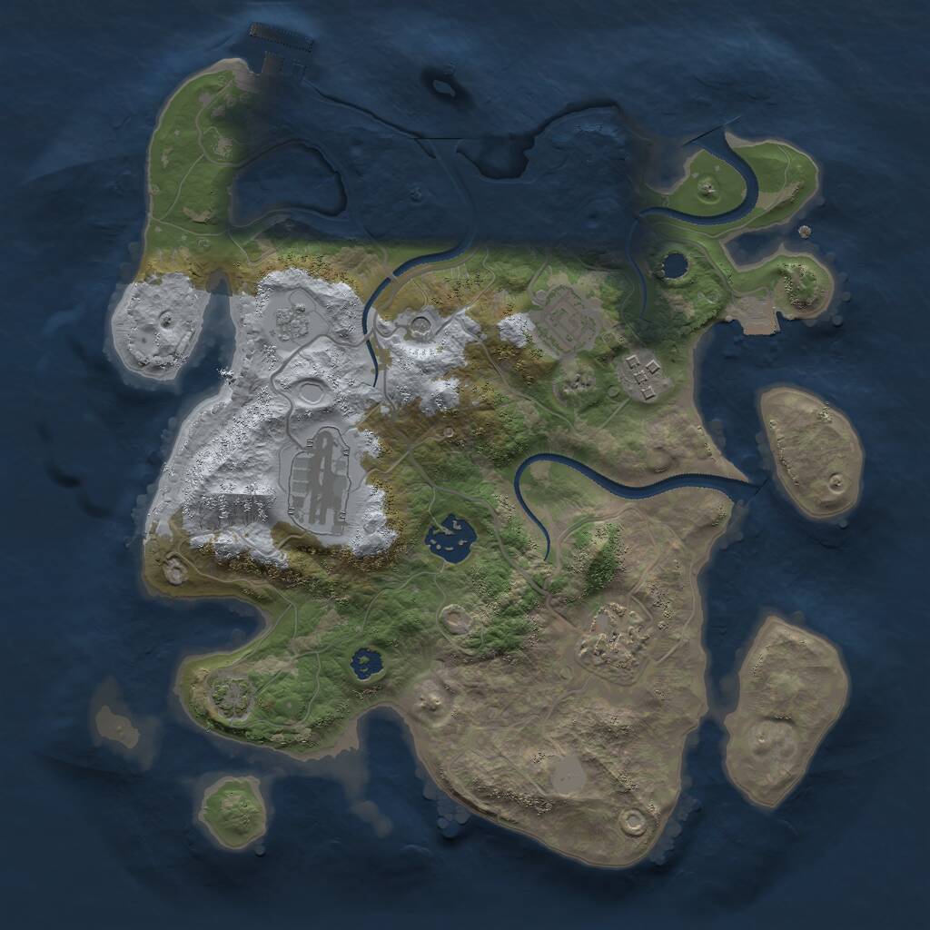 Rust Map: Procedural Map, Size: 3000, Seed: 1363, 10 Monuments