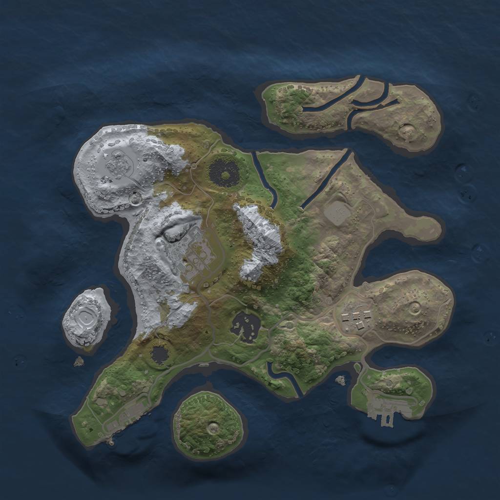 Rust Map: Procedural Map, Size: 2500, Seed: 1073808558, 11 Monuments