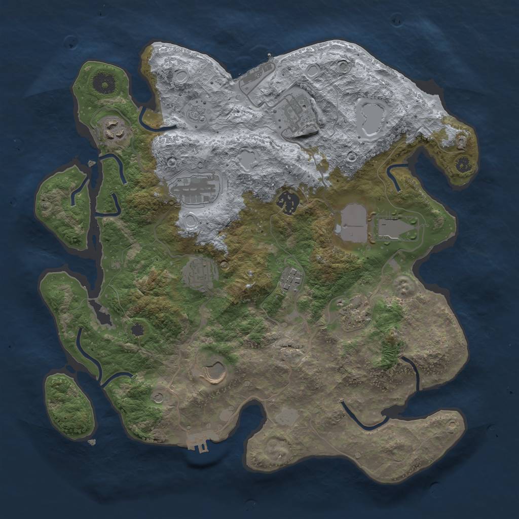 Rust Map: Procedural Map, Size: 3500, Seed: 1504997541, 18 Monuments
