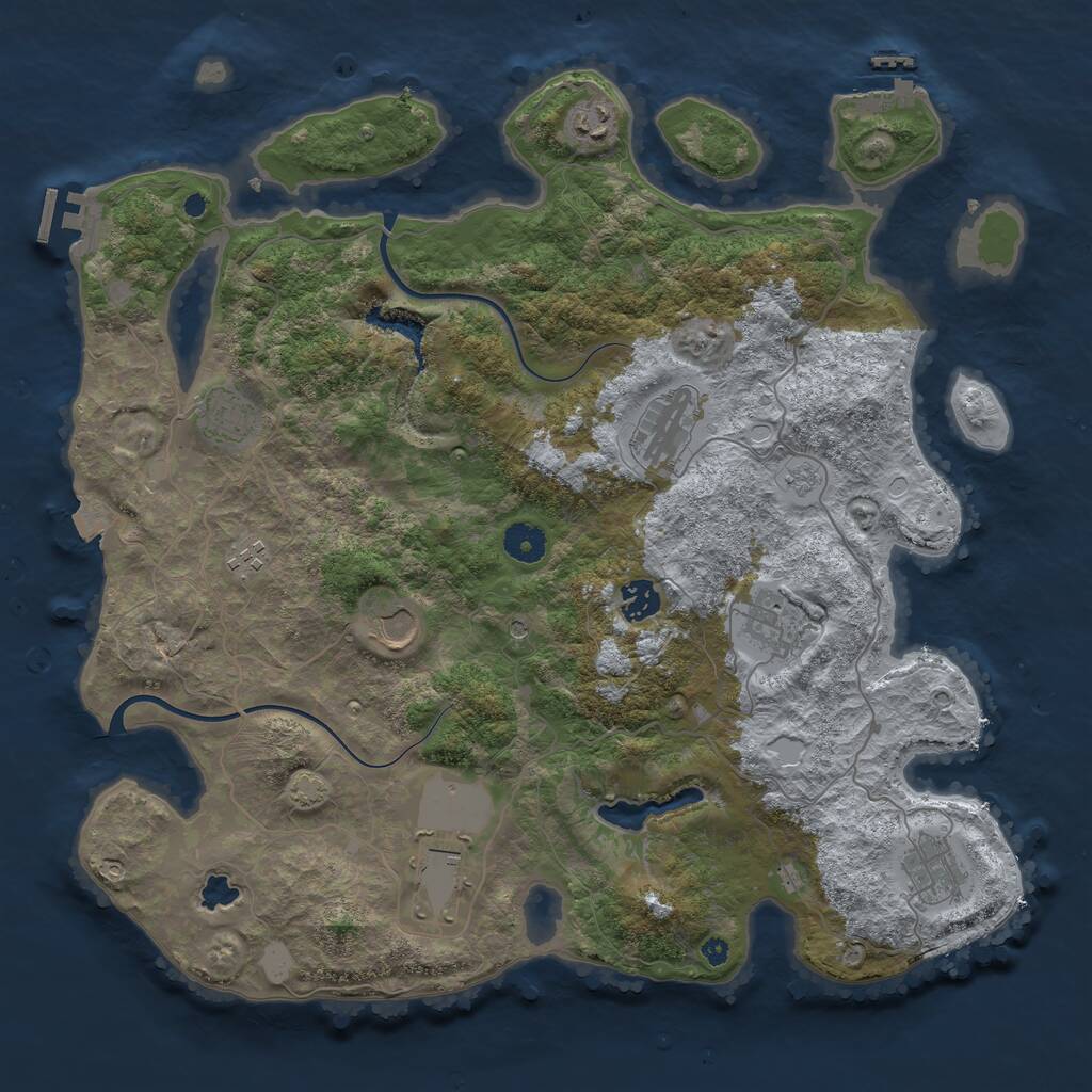 Rust Map: Procedural Map, Size: 4000, Seed: 1989480785, 15 Monuments