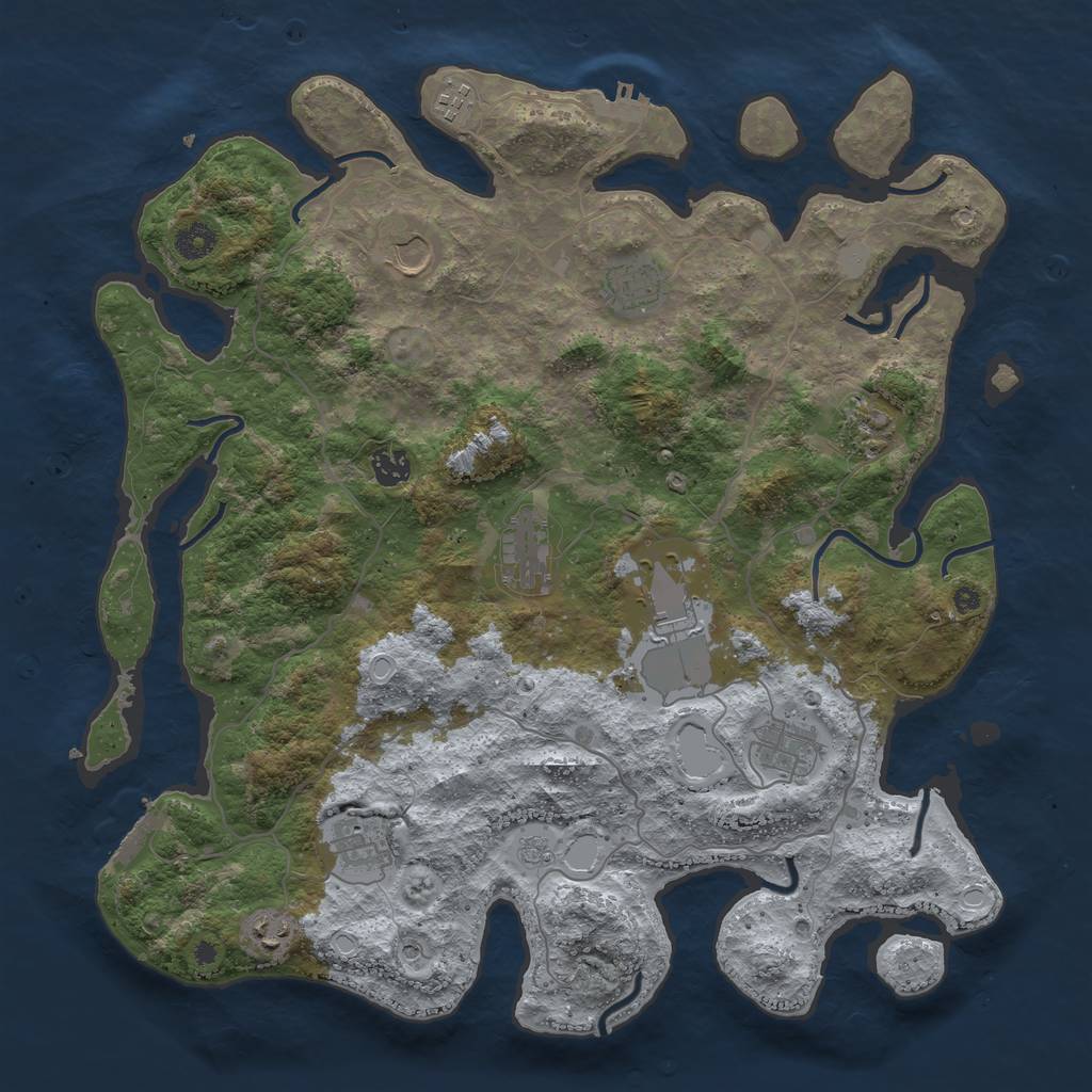 Rust Map: Procedural Map, Size: 4150, Seed: 277849926, 19 Monuments