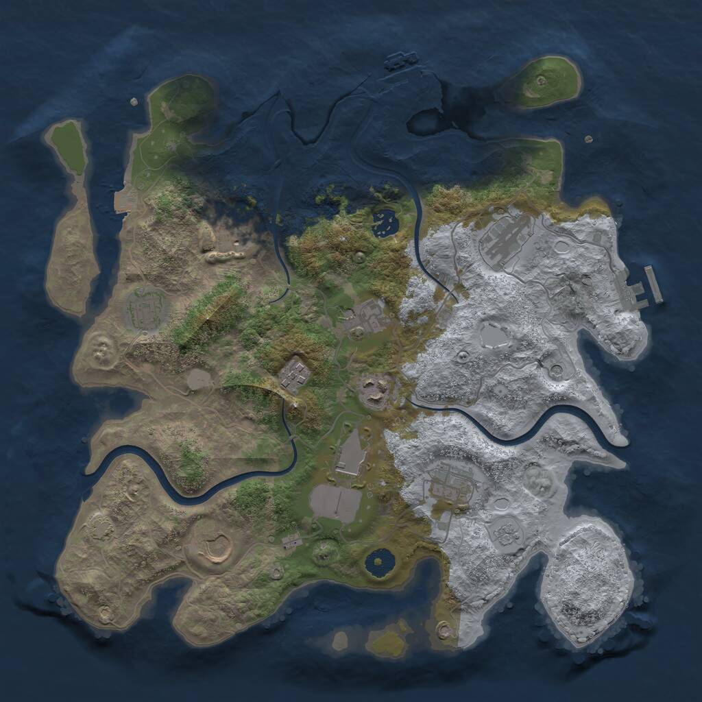 Rust Map: Procedural Map, Size: 3700, Seed: 880758160, 16 Monuments
