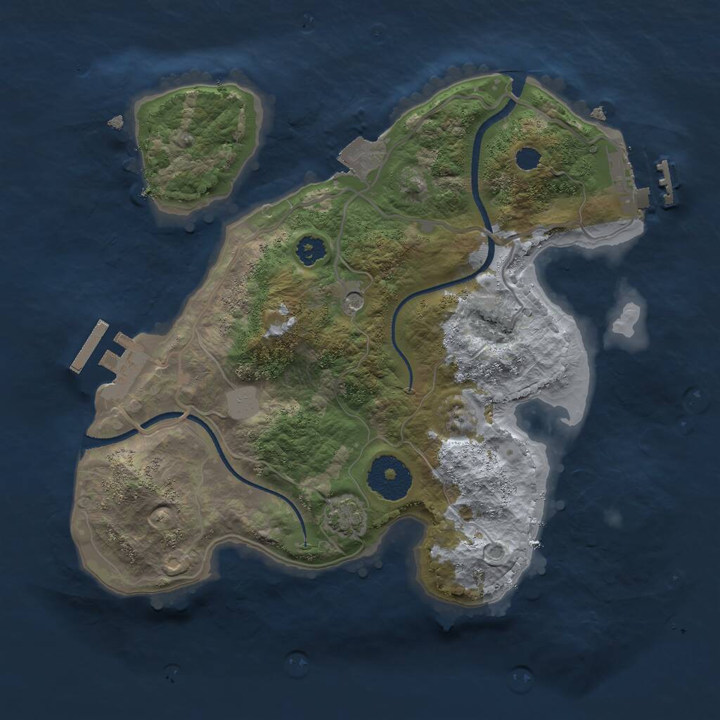 Rust Map: Procedural Map, Size: 2500, Seed: 175997094, 5 Monuments