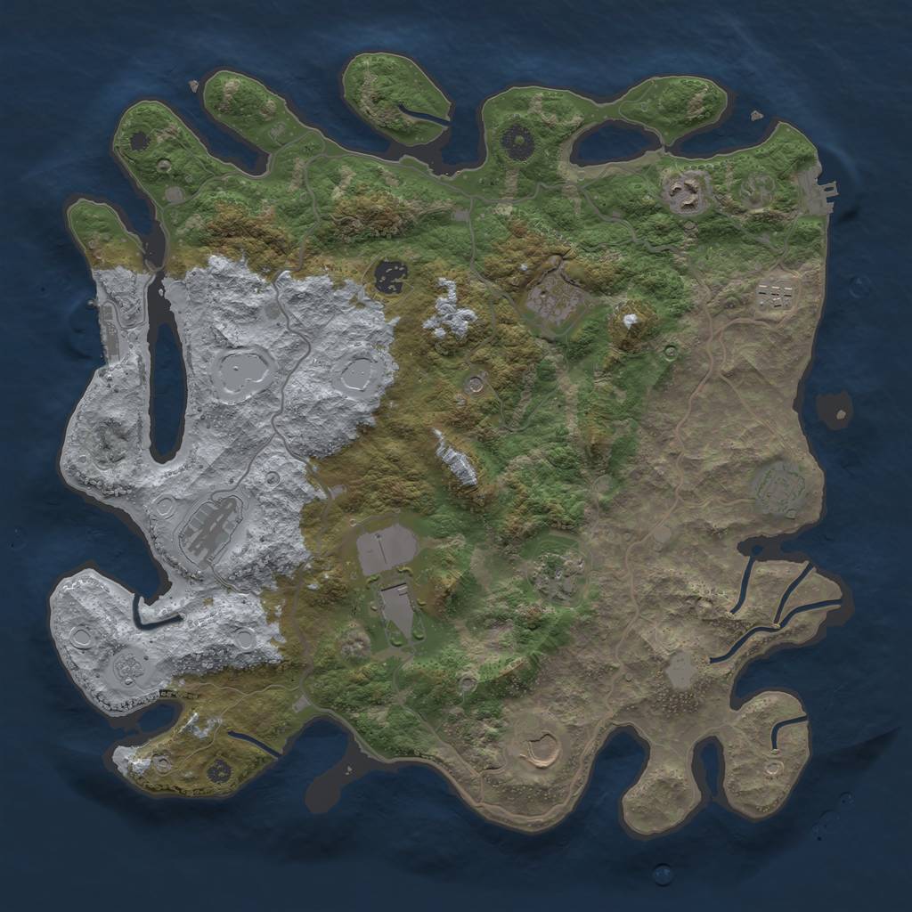 Rust Map: Procedural Map, Size: 4000, Seed: 1366398299, 18 Monuments