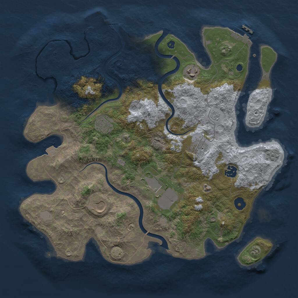 Rust Map: Procedural Map, Size: 3750, Seed: 988527311, 13 Monuments