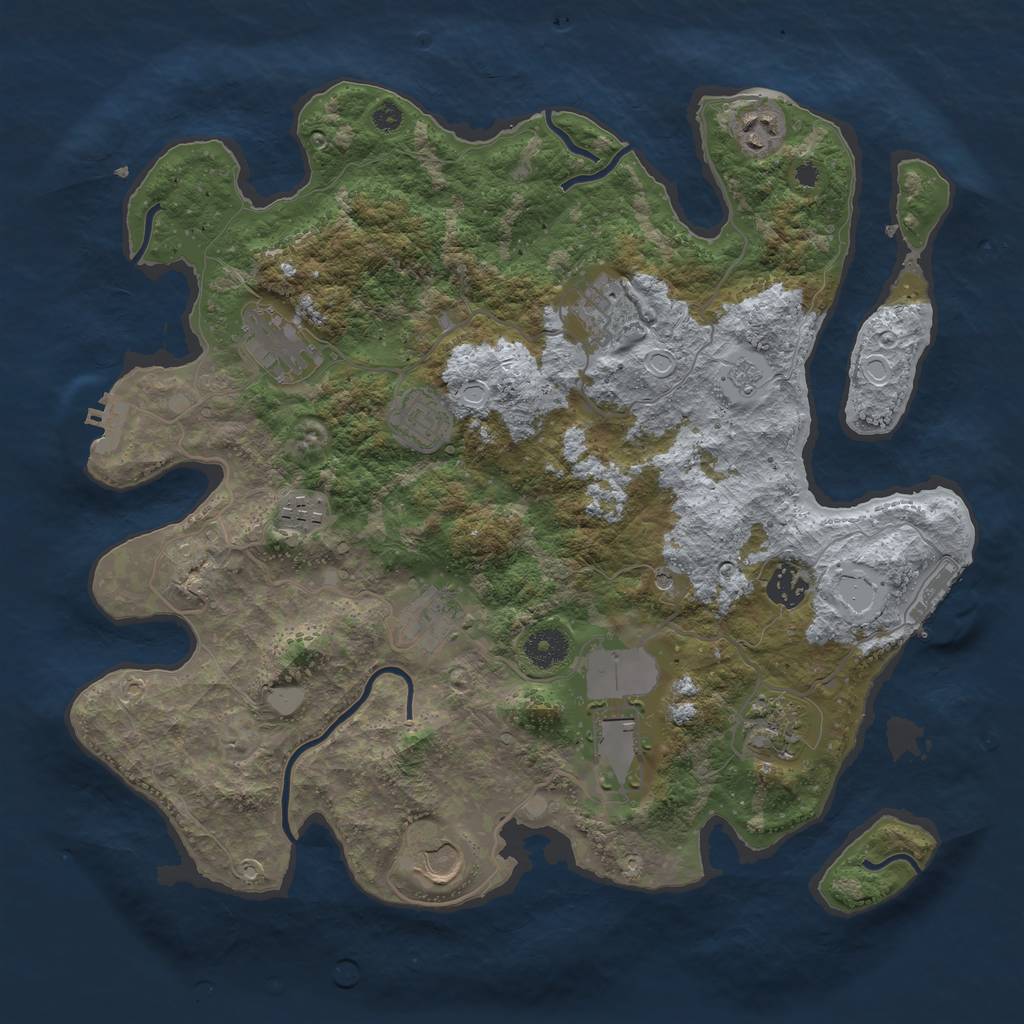 Rust Map: Procedural Map, Size: 3750, Seed: 988527311, 19 Monuments