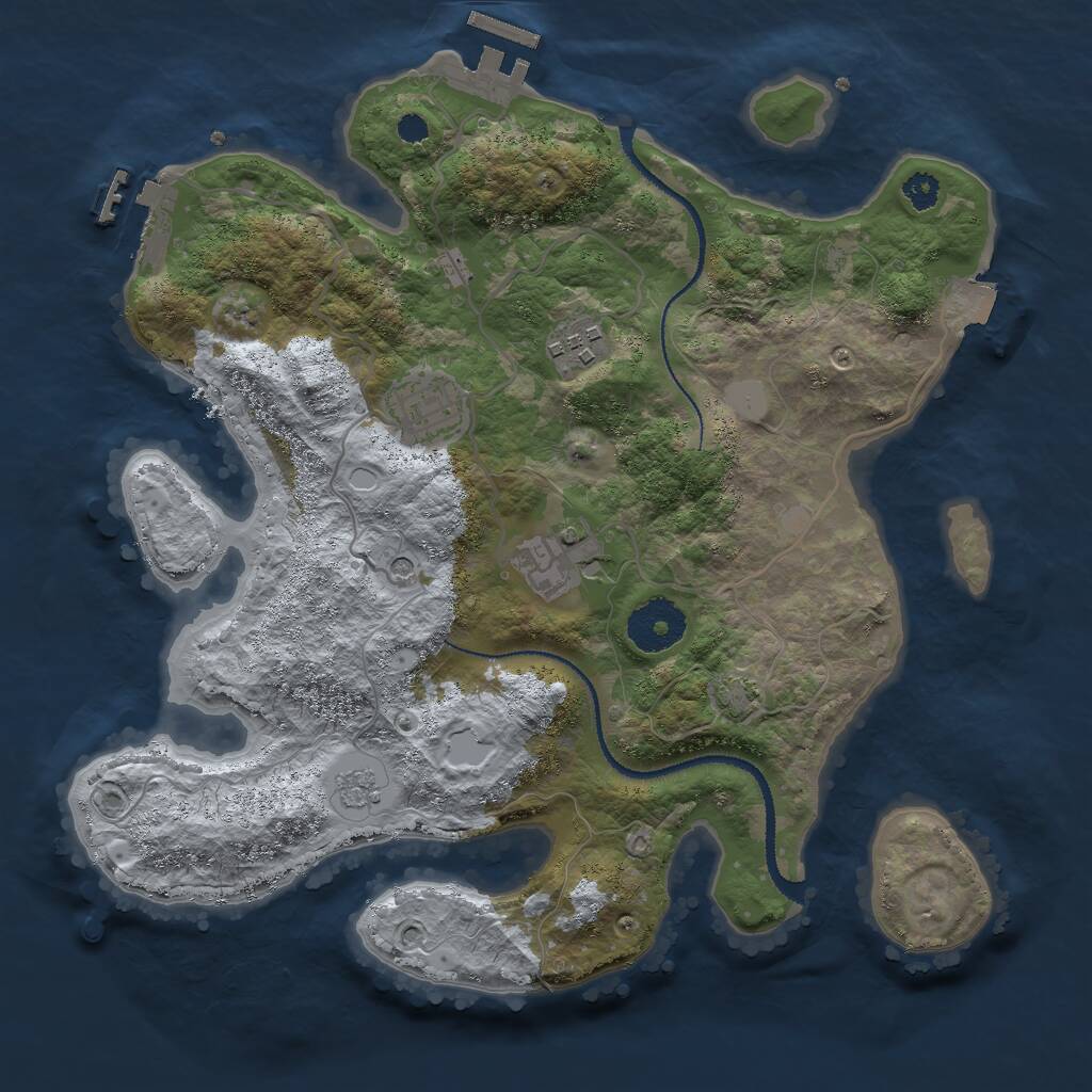 Rust Map: Procedural Map, Size: 3000, Seed: 207870388, 9 Monuments