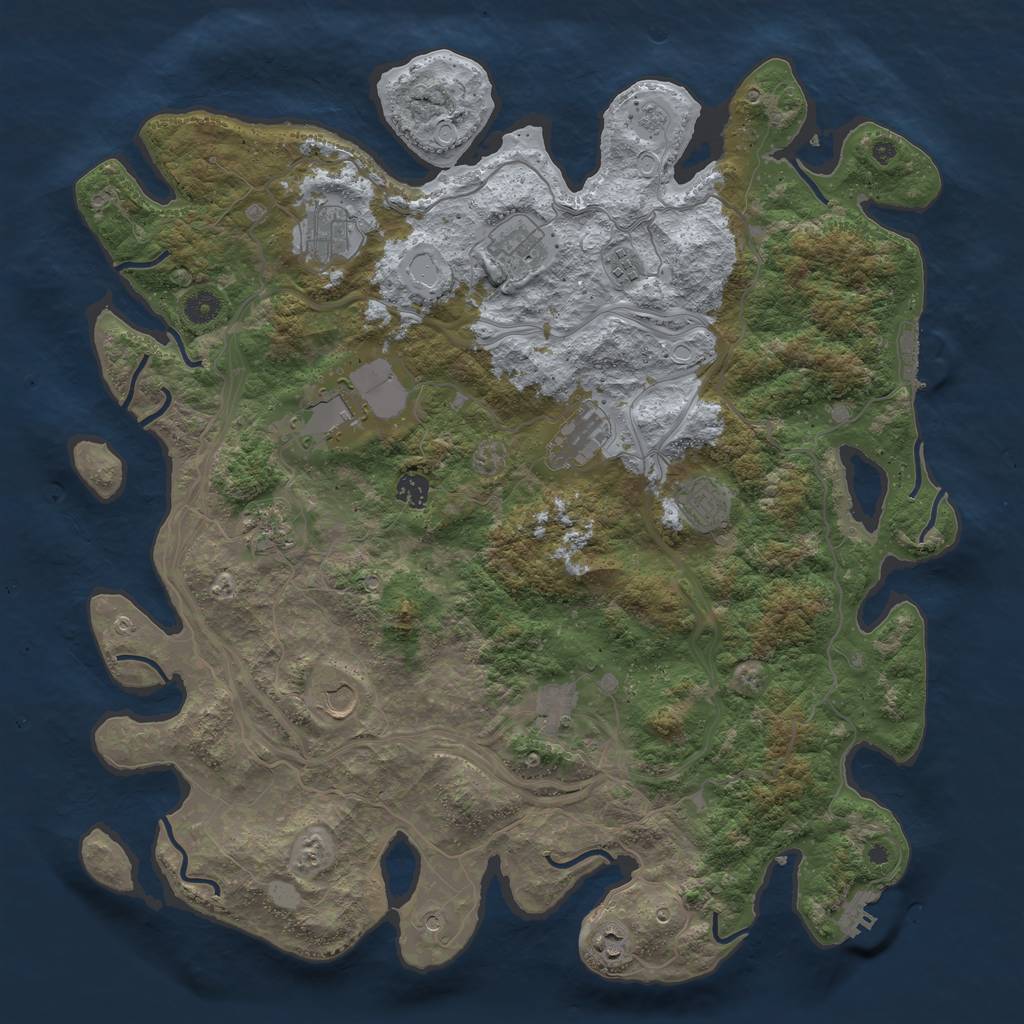 Rust Map: Procedural Map, Size: 4500, Seed: 720421496, 20 Monuments