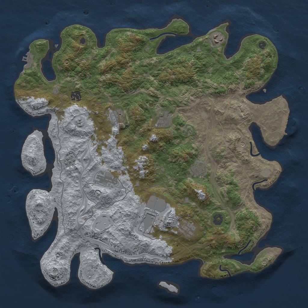 Rust Map: Procedural Map, Size: 4250, Seed: 680420816, 18 Monuments
