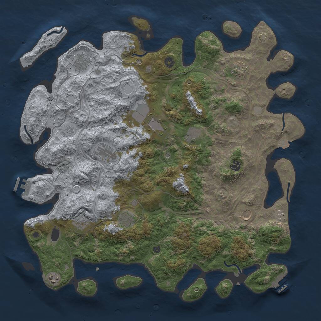 Rust Map: Procedural Map, Size: 4500, Seed: 1110534967, 17 Monuments