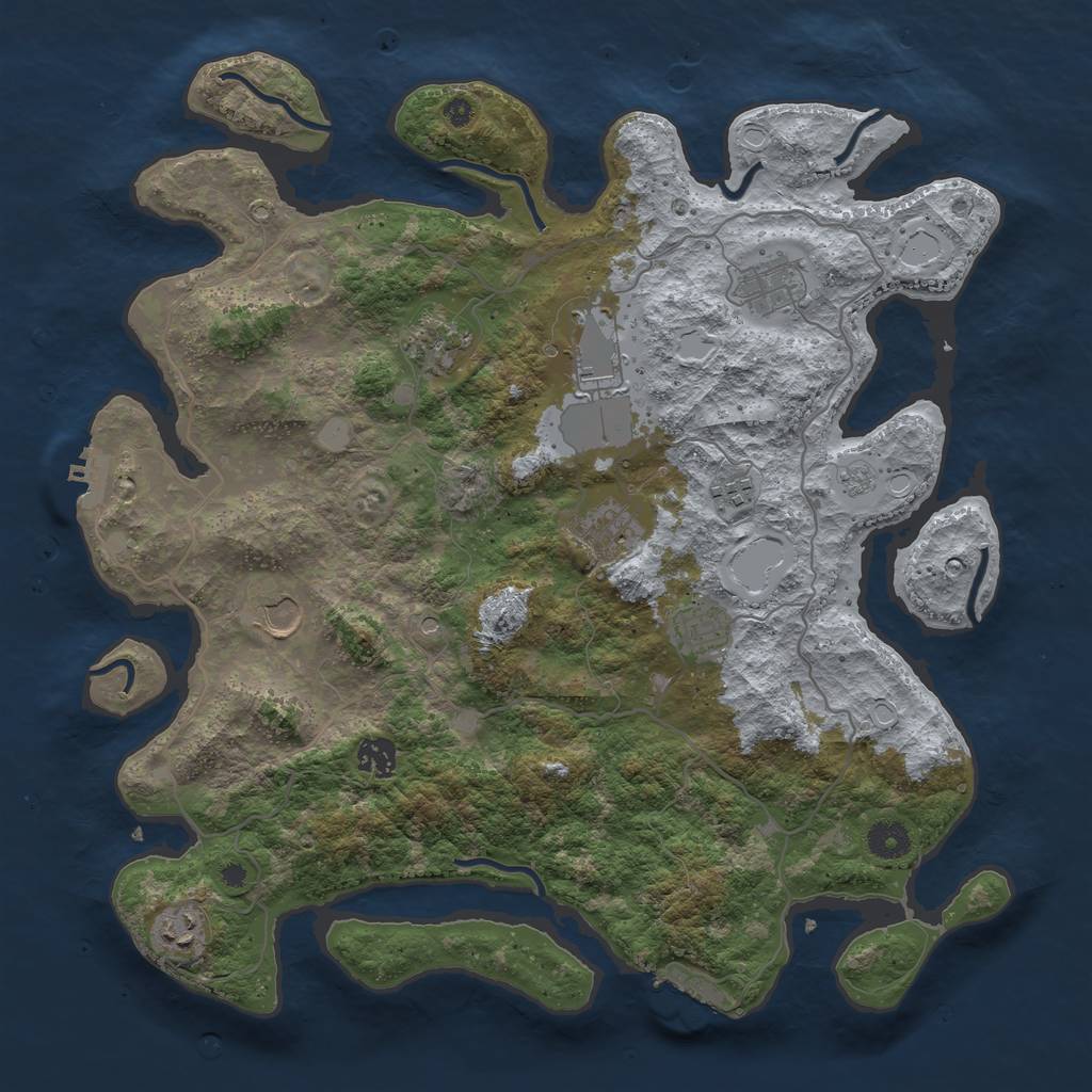 Rust Map: Procedural Map, Size: 4000, Seed: 1264556495, 18 Monuments