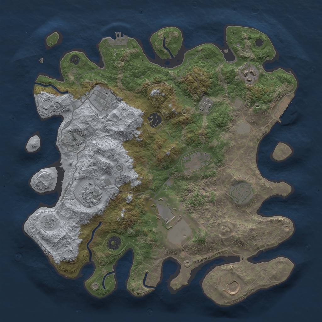 Rust Map: Procedural Map, Size: 3500, Seed: 1222673695, 18 Monuments