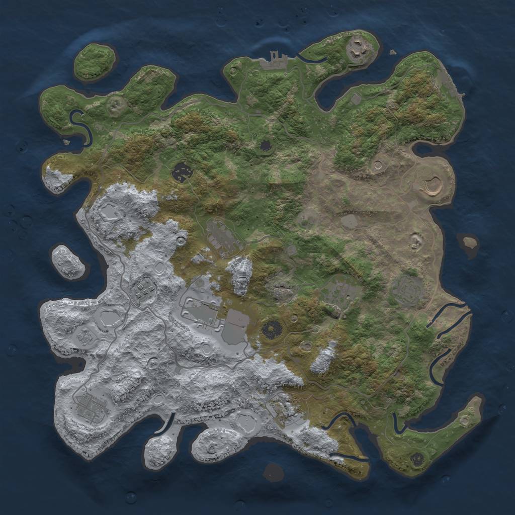 Rust Map: Procedural Map, Size: 4000, Seed: 9512, 19 Monuments