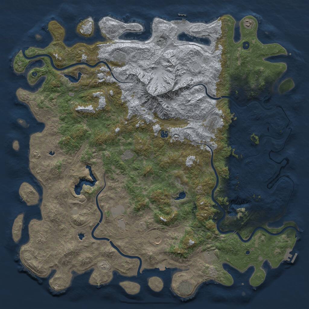 Rust Map: Procedural Map, Size: 6000, Seed: 857642816, 17 Monuments