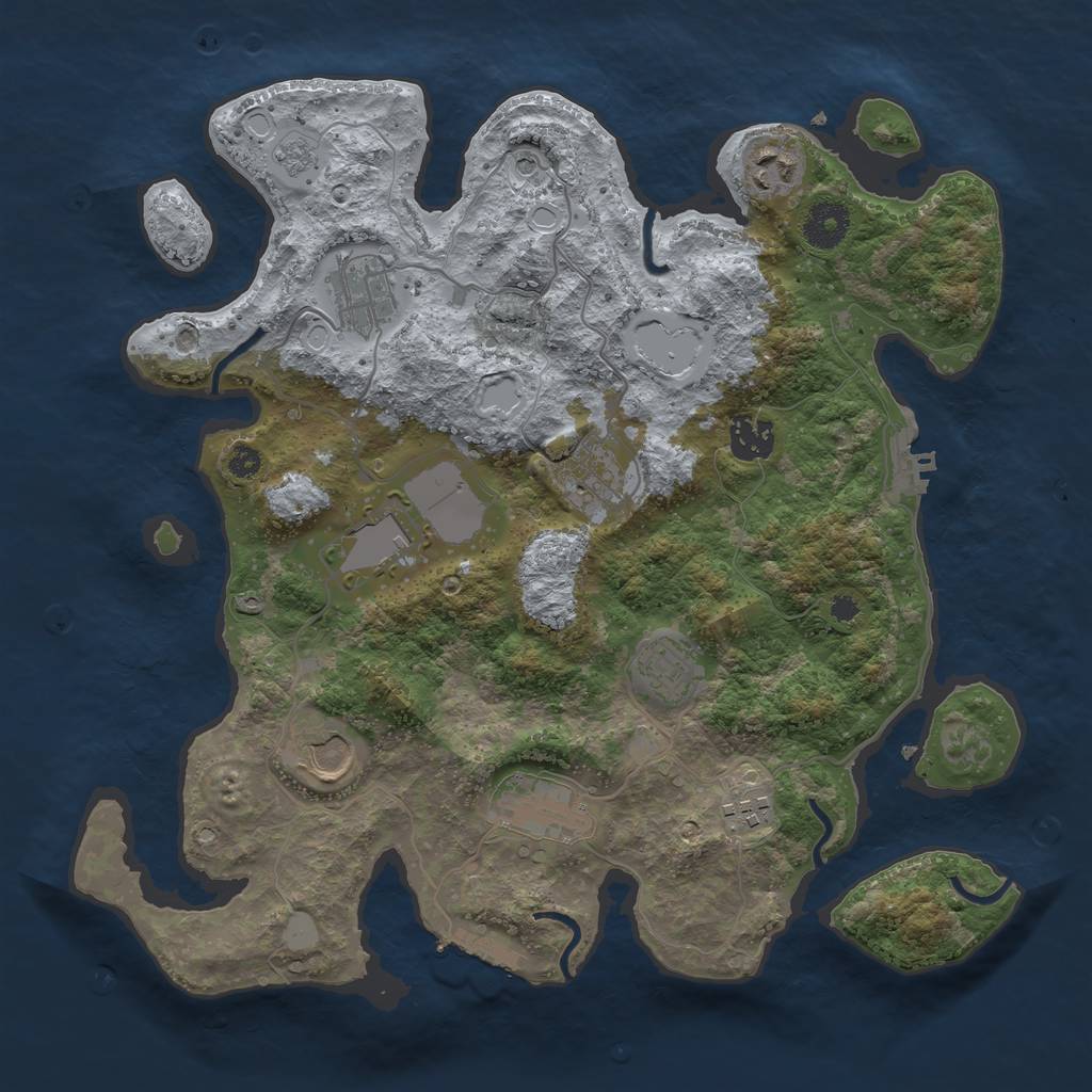Rust Map: Procedural Map, Size: 3500, Seed: 617223037, 18 Monuments