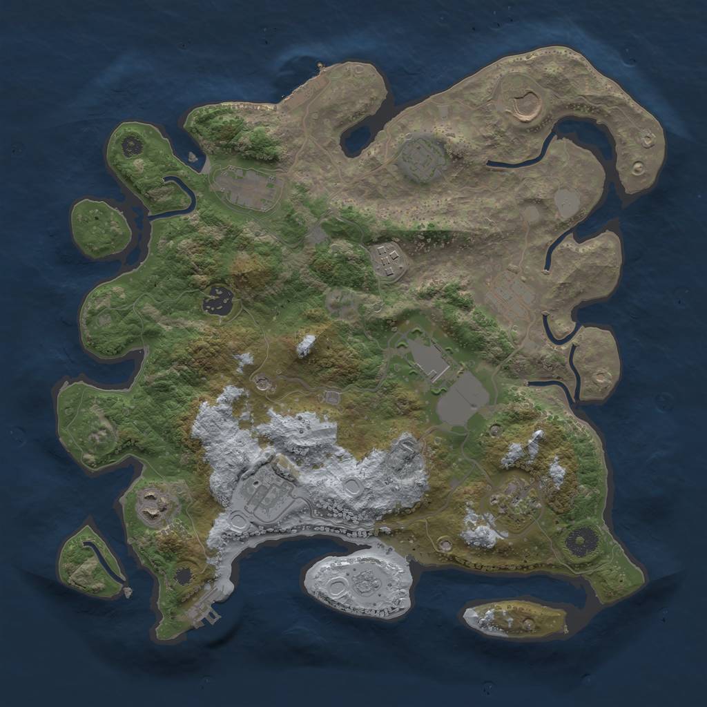 Rust Map: Procedural Map, Size: 3500, Seed: 1092740086, 19 Monuments