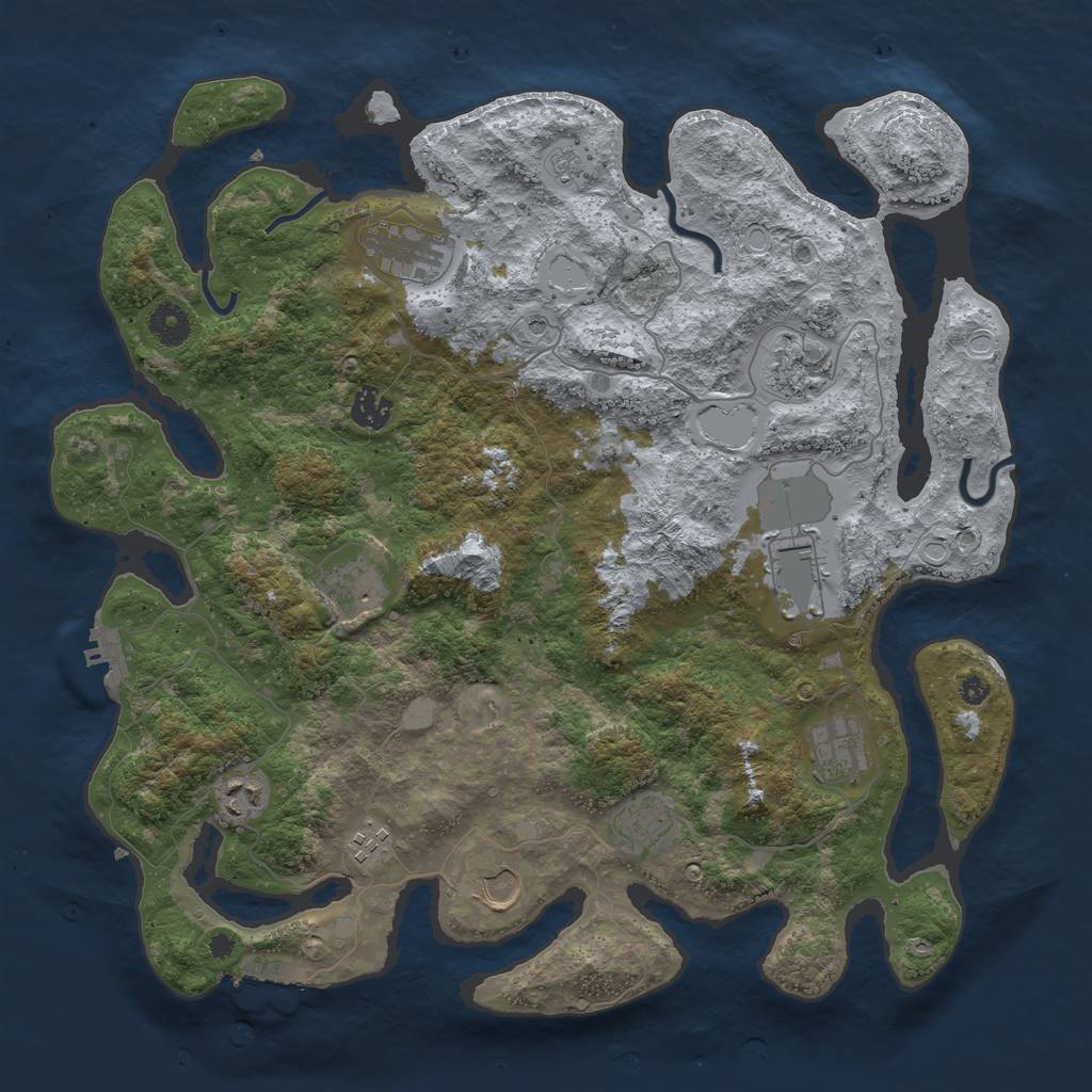 Rust Map: Procedural Map, Size: 3950, Seed: 1361321178, 19 Monuments