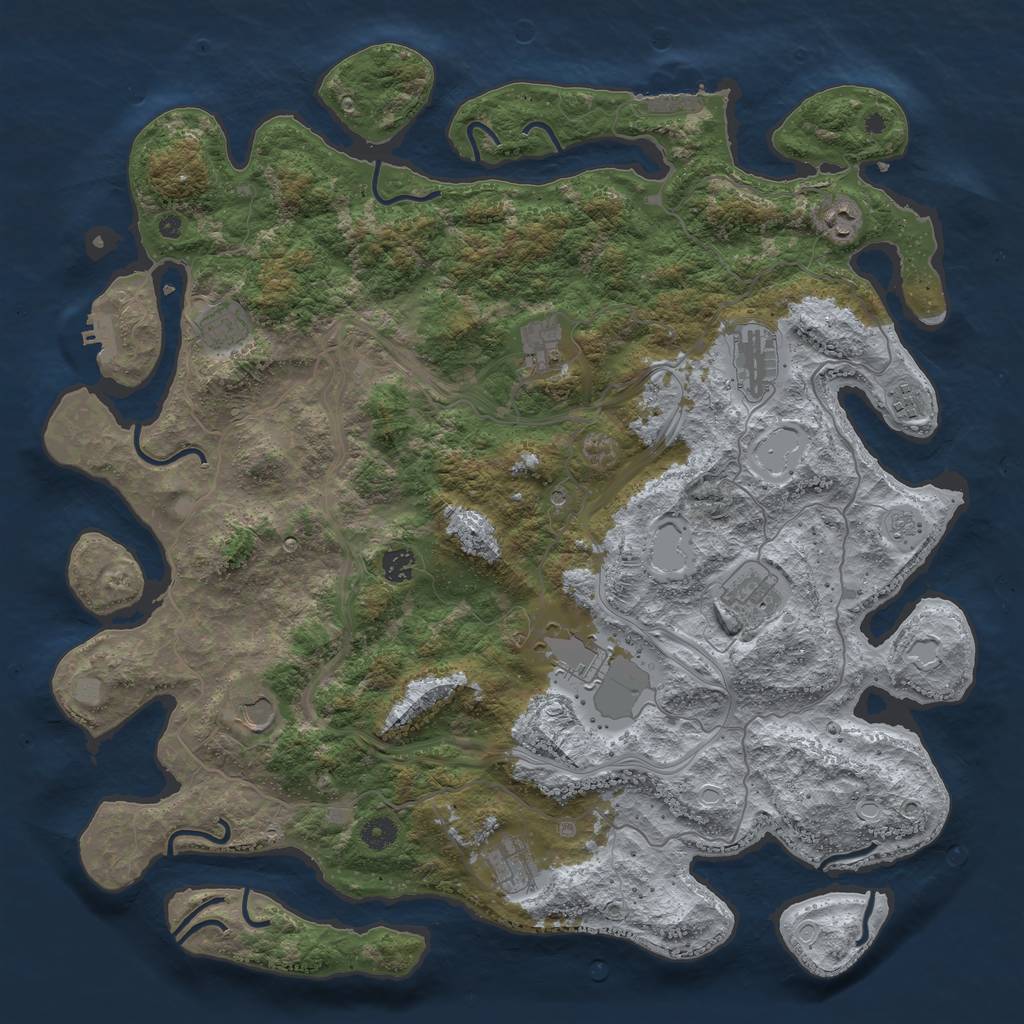 Rust Map: Procedural Map, Size: 4500, Seed: 51436, 19 Monuments