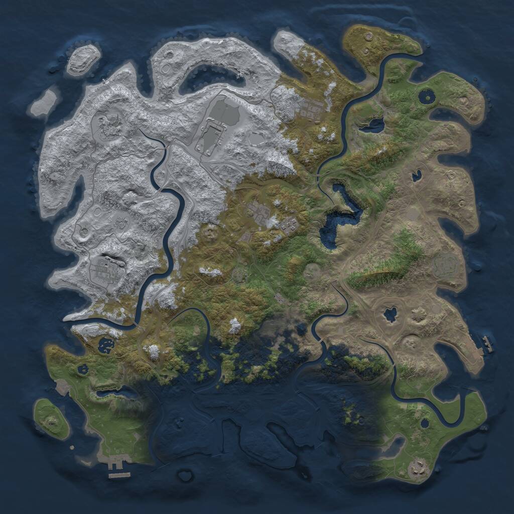 Rust Map: Procedural Map, Size: 4800, Seed: 8264, 16 Monuments