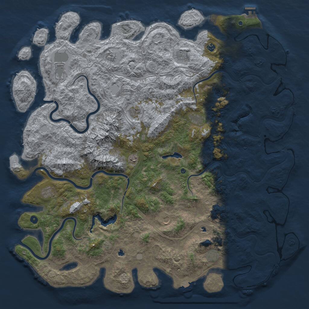 Rust Map: Procedural Map, Size: 6000, Seed: 7777, 17 Monuments