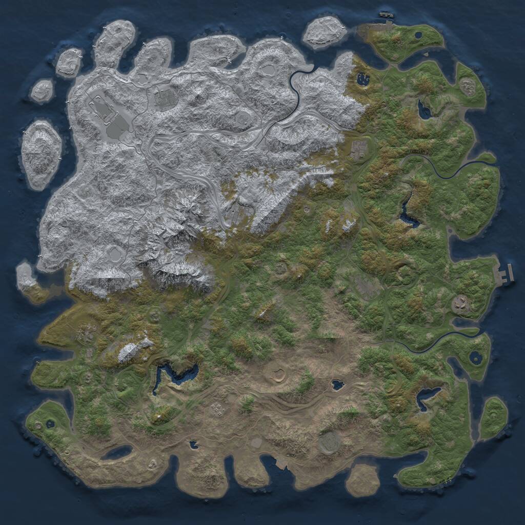 Rust Map: Procedural Map, Size: 6000, Seed: 7777, 17 Monuments