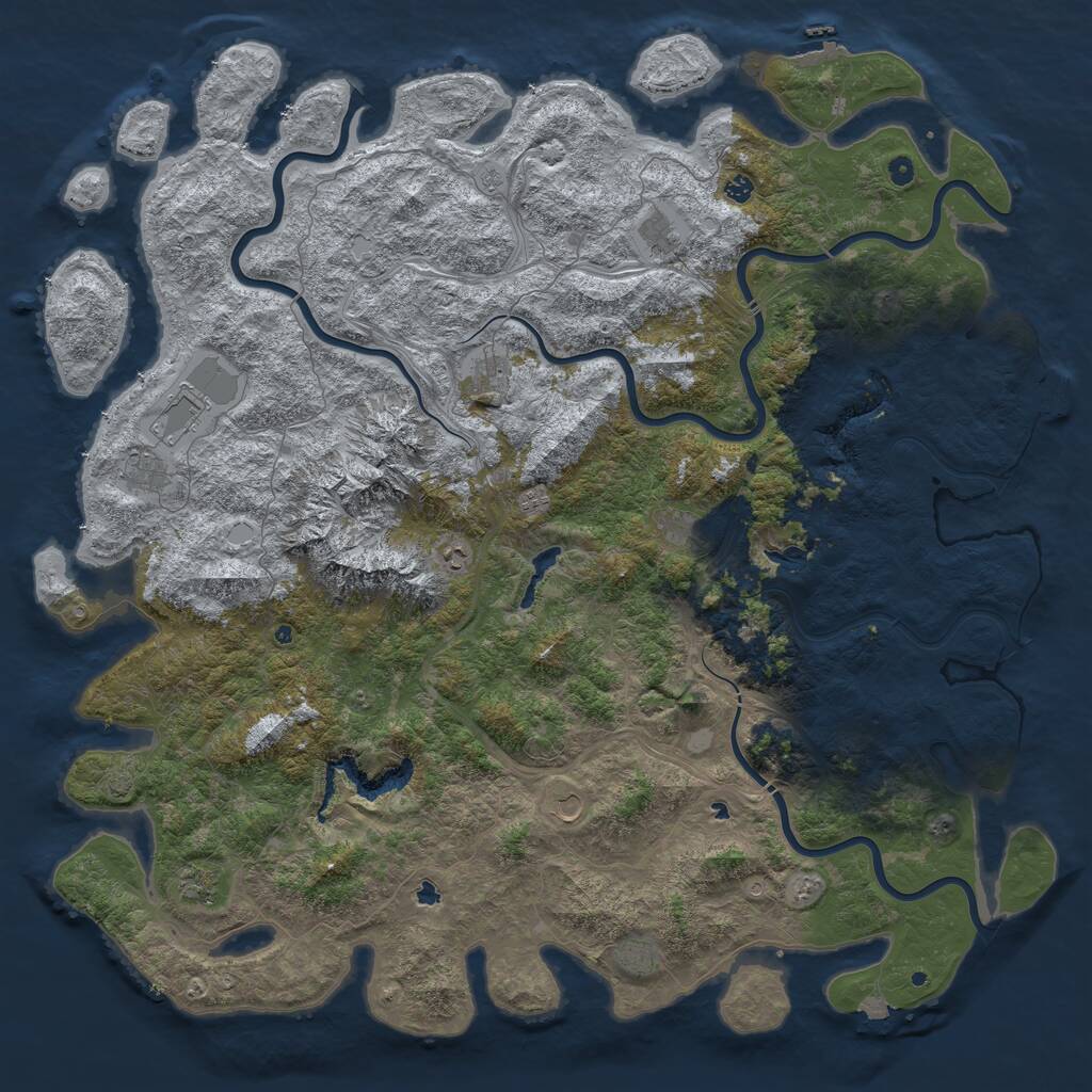 Rust Map: Procedural Map, Size: 6000, Seed: 7777, 17 Monuments