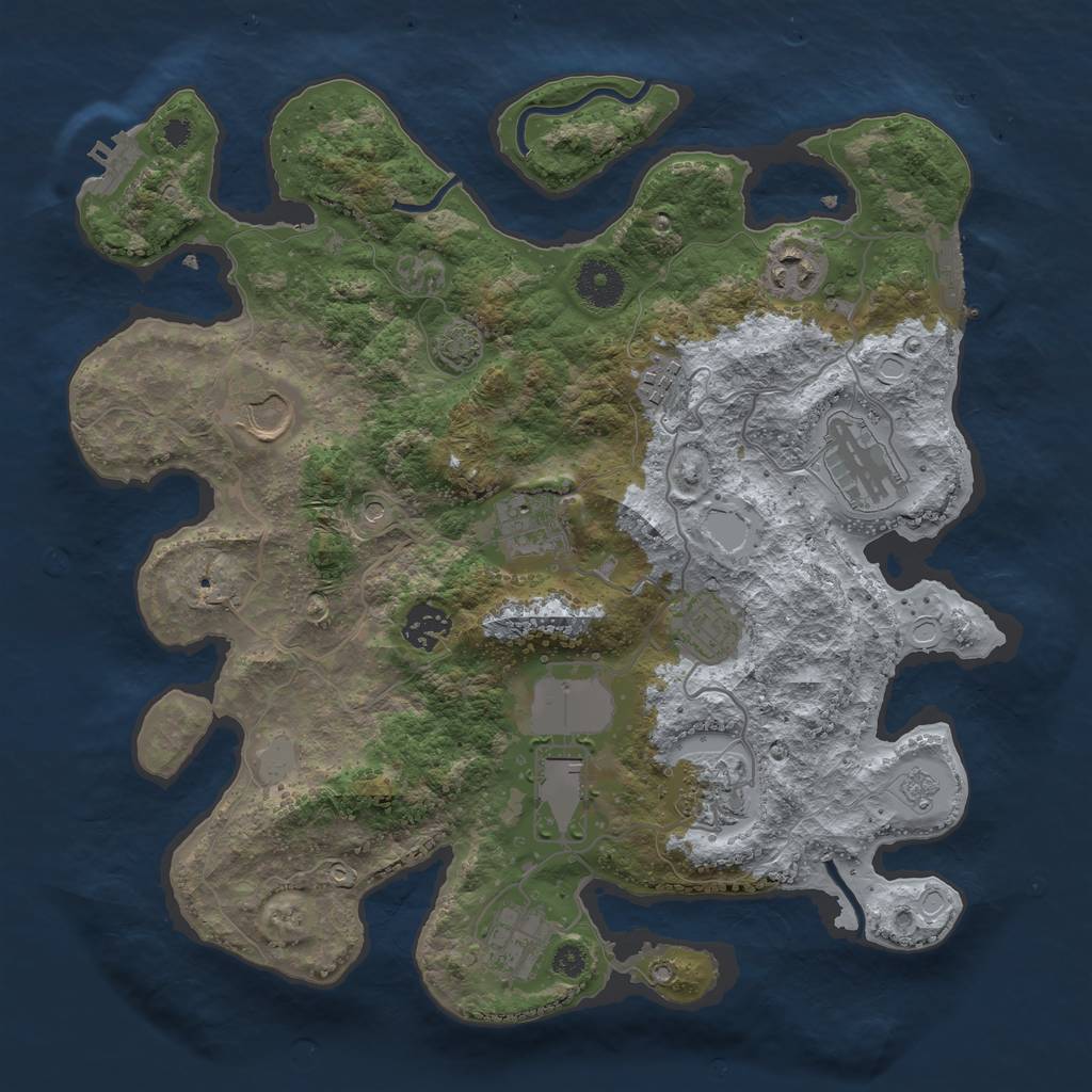 Rust Map: Procedural Map, Size: 3500, Seed: 4512, 18 Monuments