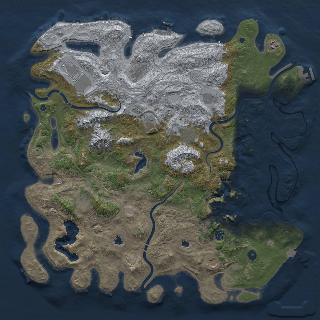 Rust Map: Procedural Map, Size: 5000, Seed: 1347, 16 Monuments