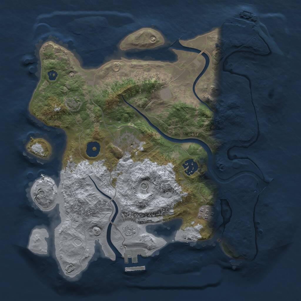 Rust Map: Procedural Map, Size: 3000, Seed: 7615809, 9 Monuments