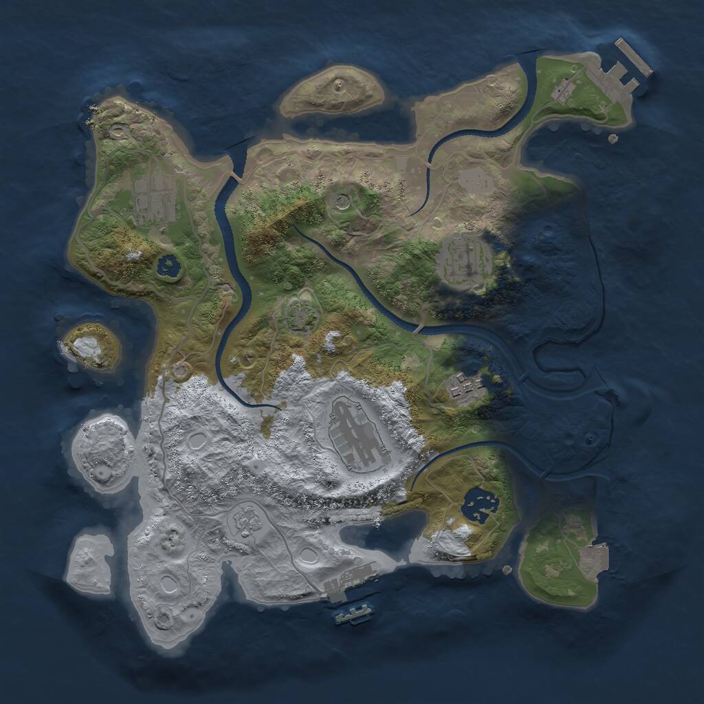 Rust Map: Procedural Map, Size: 3000, Seed: 7615809, 11 Monuments