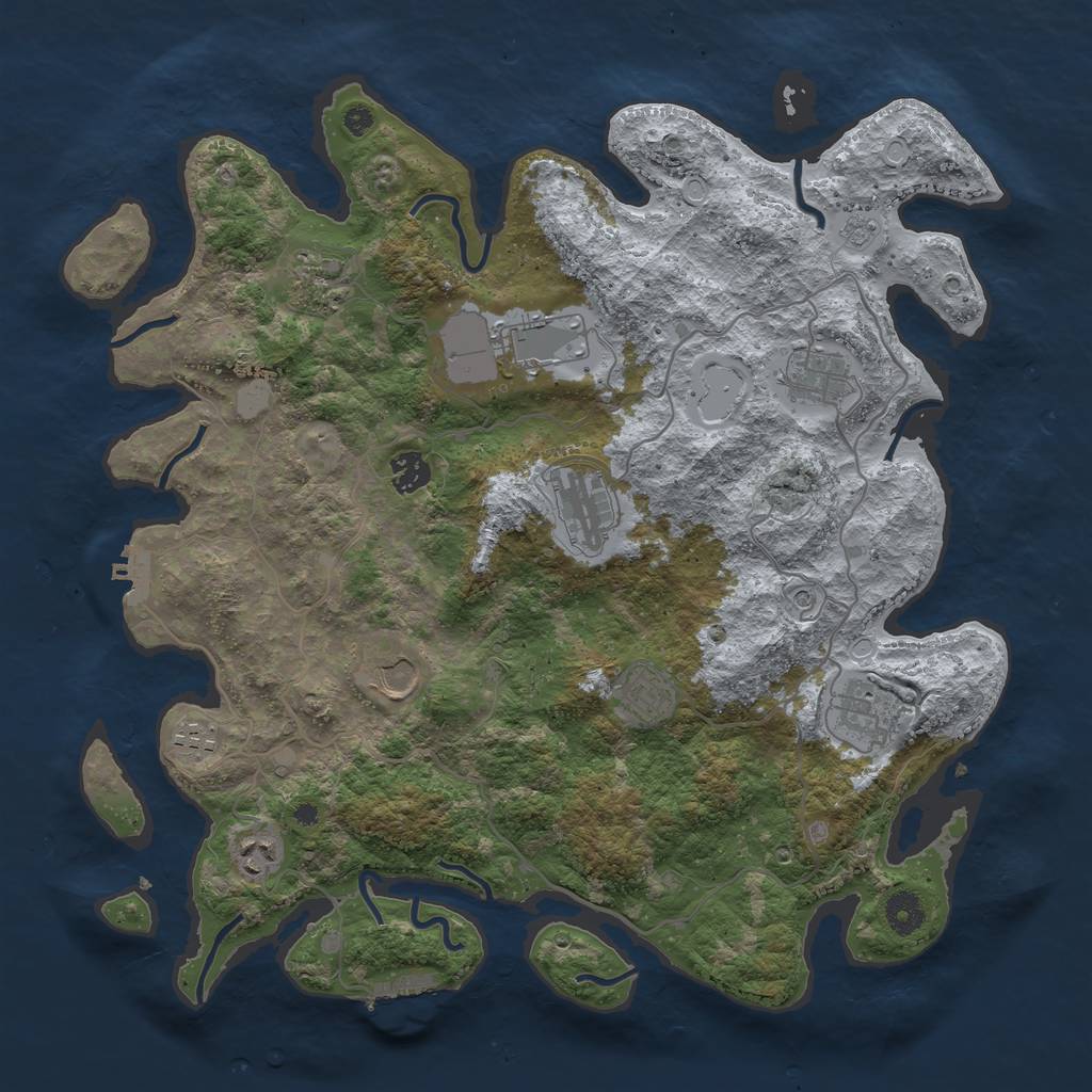 Rust Map: Procedural Map, Size: 4000, Seed: 335165, 19 Monuments