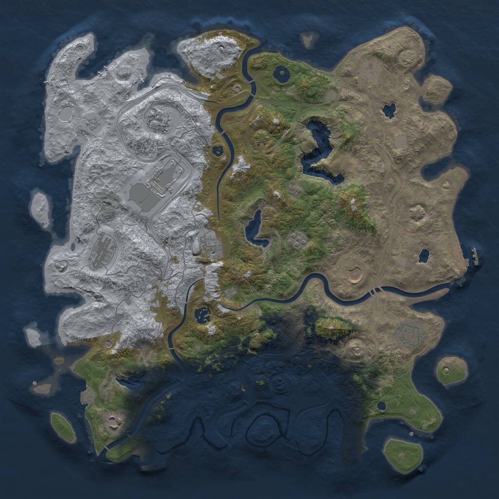 Rust Map: Procedural Map, Size: 4500, Seed: 220805, 16 Monuments