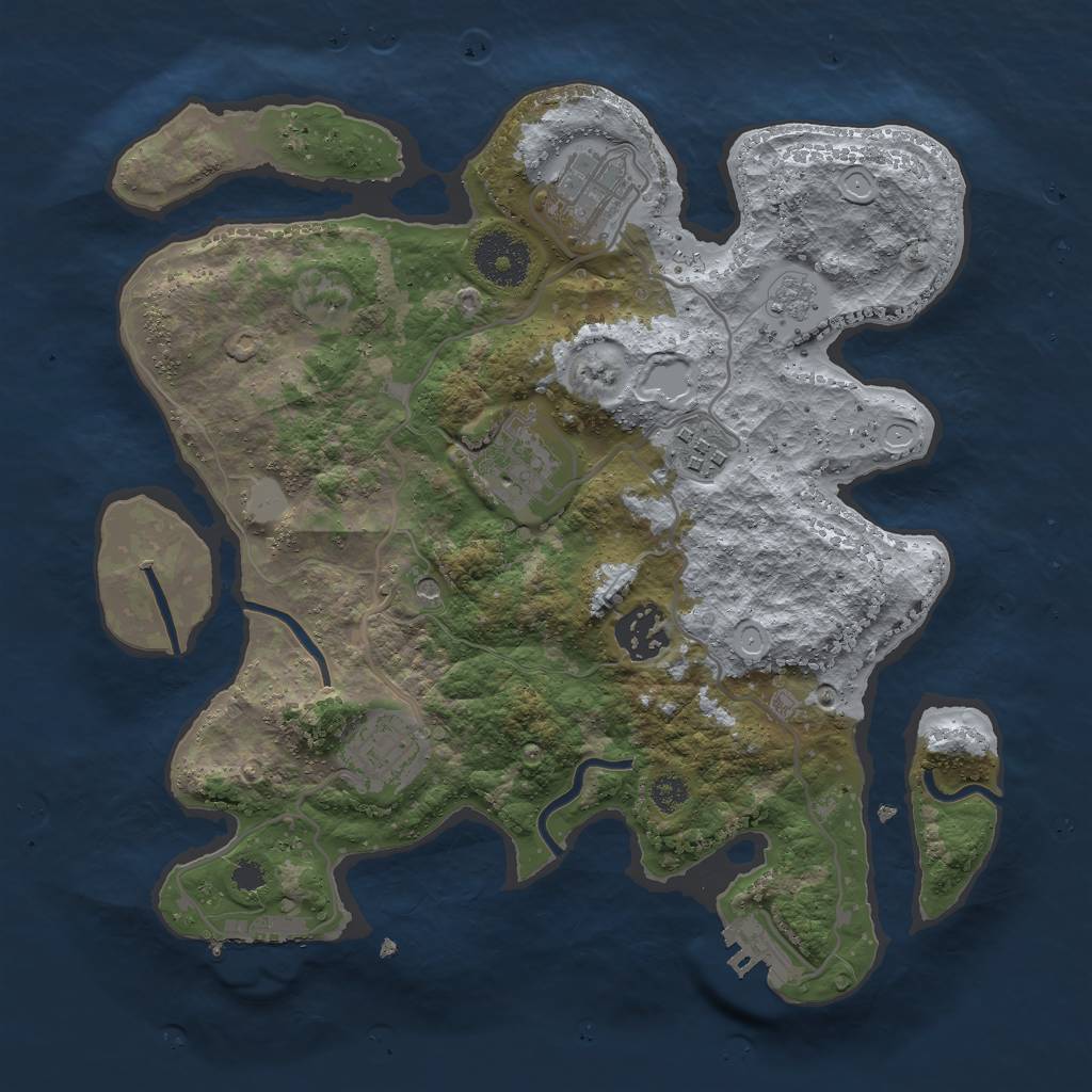 Rust Map: Procedural Map, Size: 3000, Seed: 18999, 14 Monuments