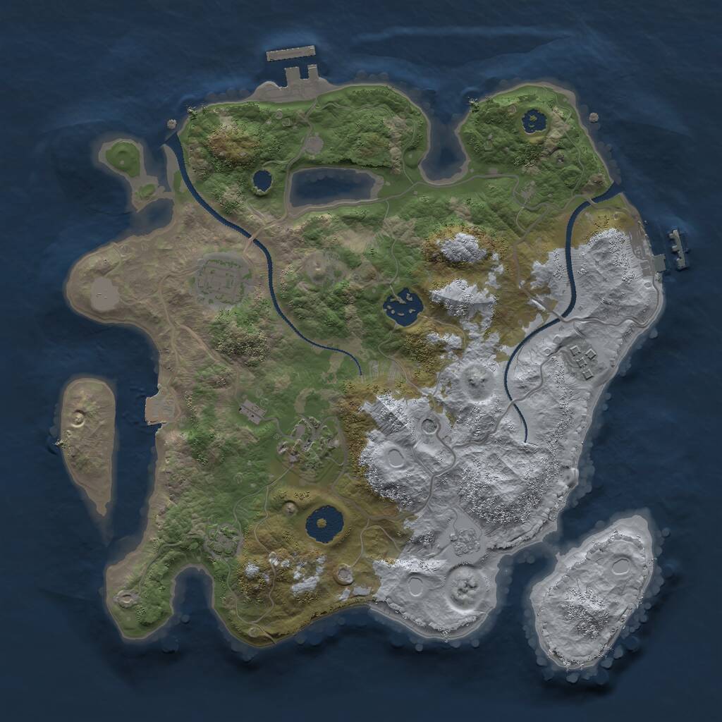 Rust Map: Procedural Map, Size: 3000, Seed: 55212, 10 Monuments