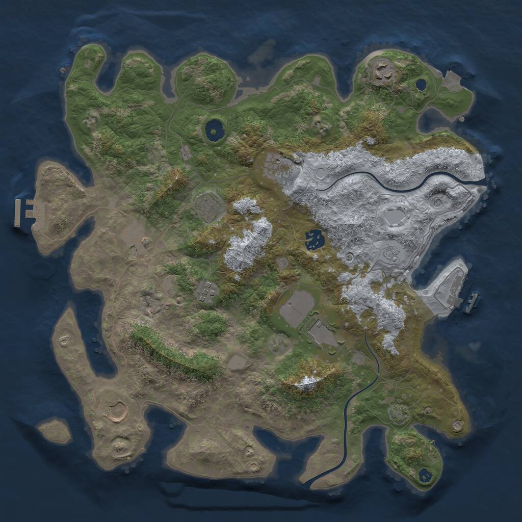 Rust Map: Procedural Map, Size: 3800, Seed: 100817483, 14 Monuments
