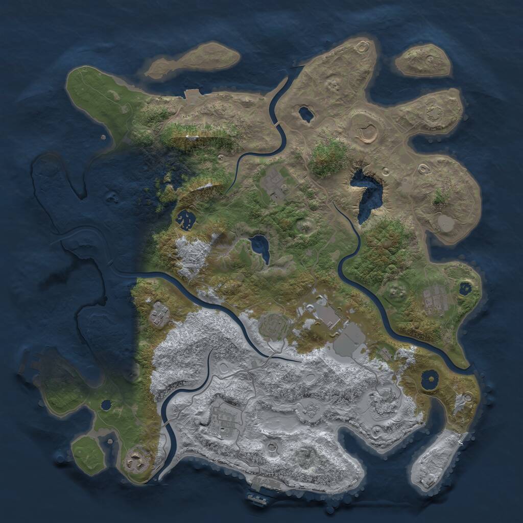 Rust Map: Procedural Map, Size: 4100, Seed: 26960, 16 Monuments