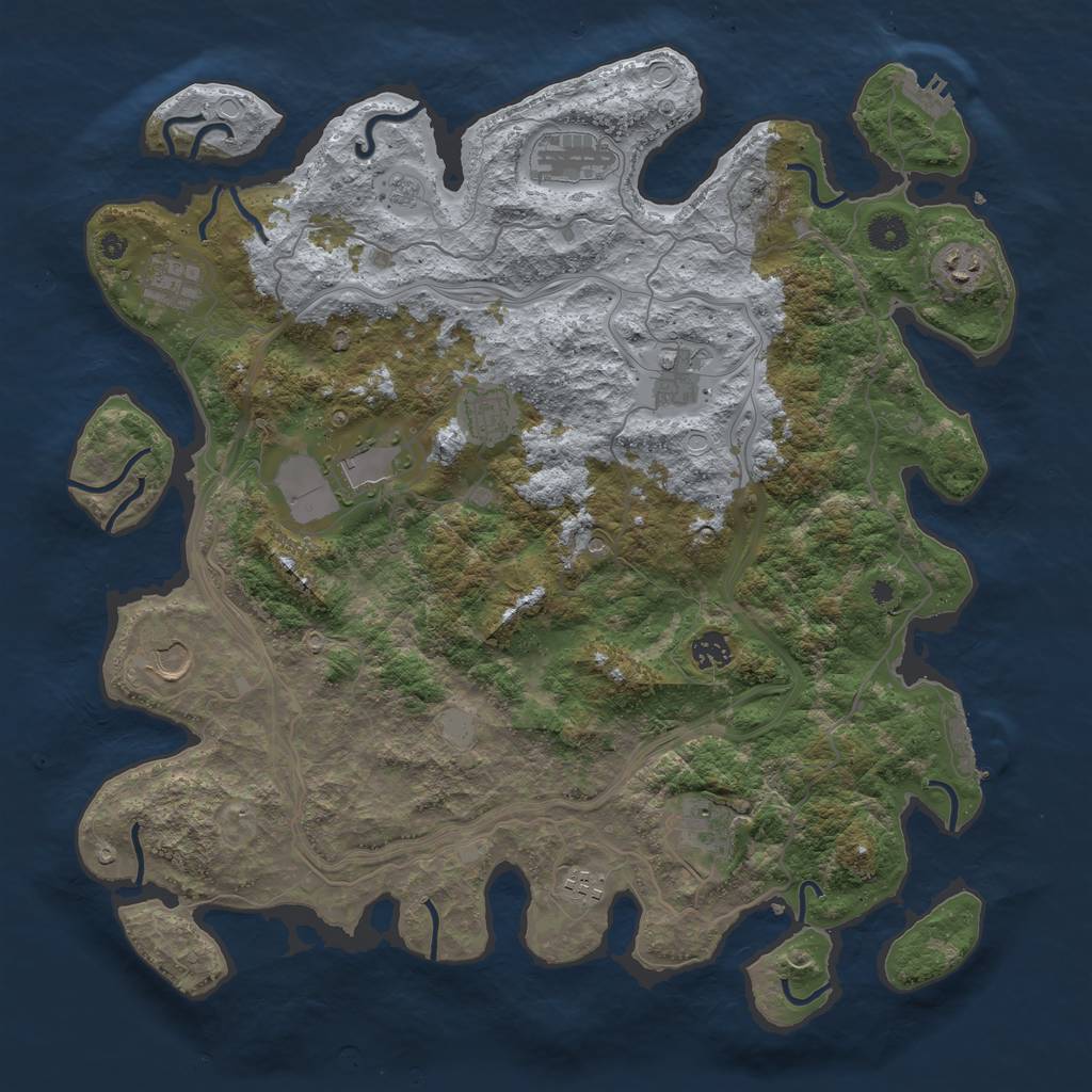 Rust Map: Procedural Map, Size: 4250, Seed: 1340444749, 19 Monuments